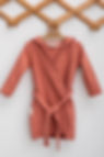 Caline Baby brick colour muslin bathrobe front view.