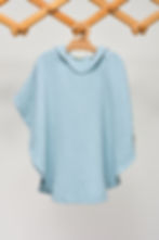 Caline Baby sky blue muslin kids poncho towel front view.