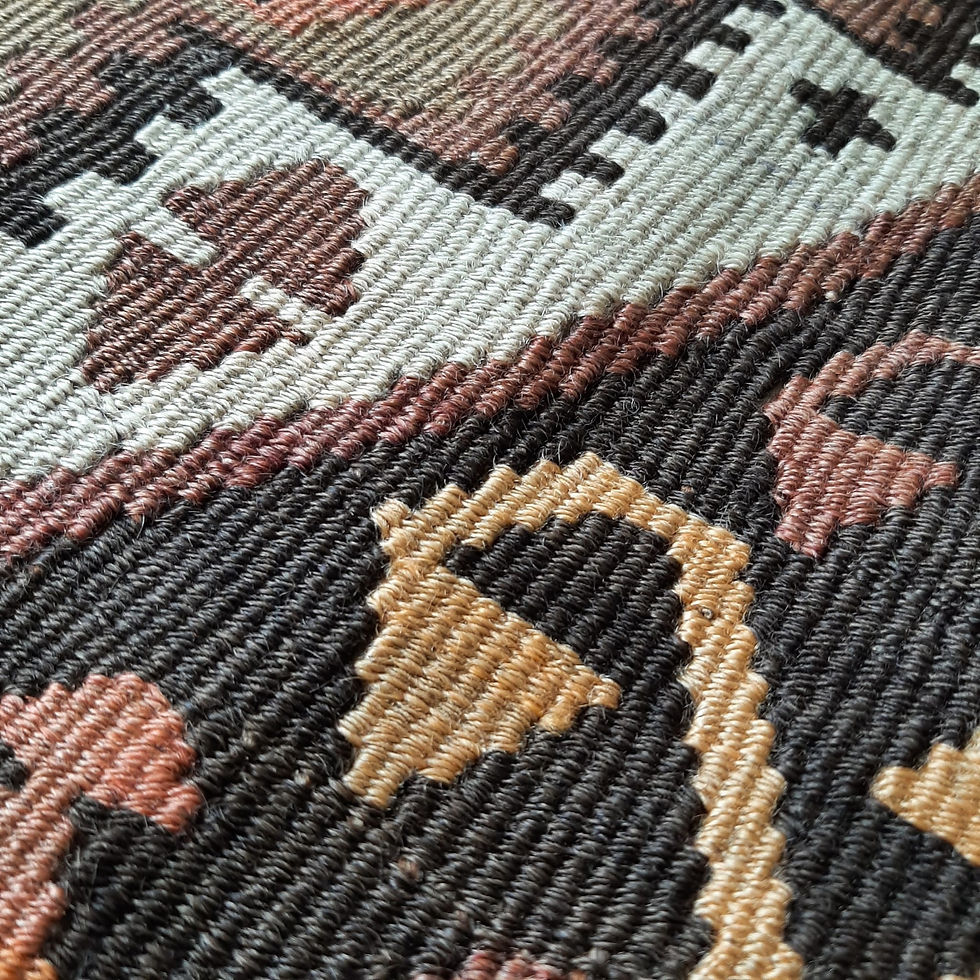 Hand Woven Brown vintage Cushion Cover closer view