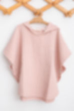 Caline Baby dusty pink muslin poncho towel front view.