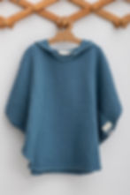 Caline Baby navy colour muslin poncho towel front view.