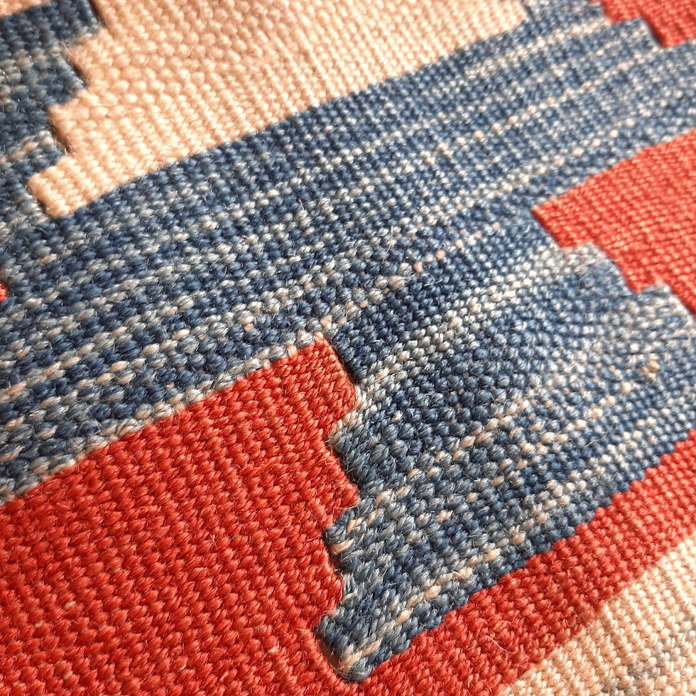 Red and blue Hand Woven Kilim Cushion Cover closer view