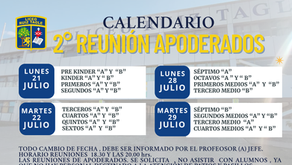 CALENDARIO 2° REUNIÓN DE APODERADOS