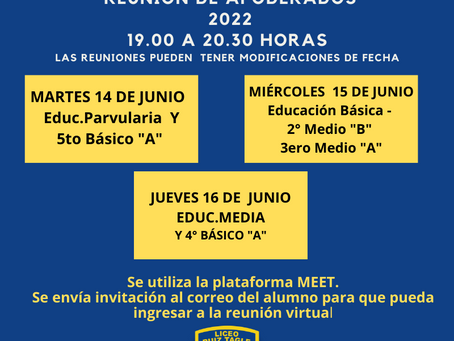 REUNIONES DE APODERADOS MES DE JUNIO