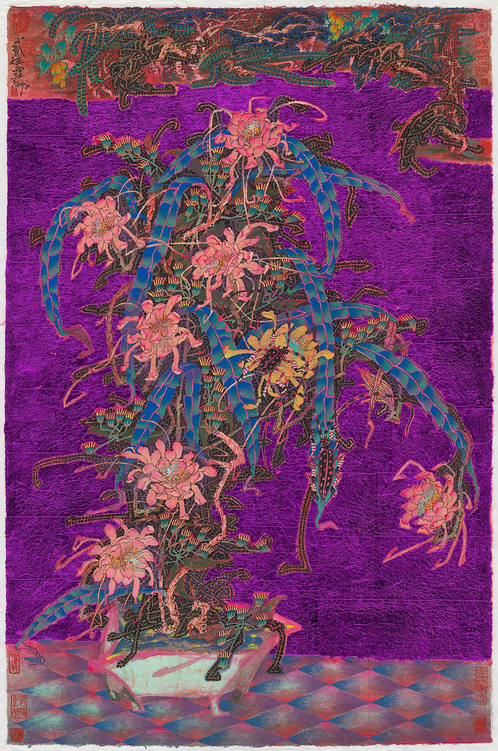 〈海景－月下美人〉，2025，紙本設色、彩箔、礦物，79 x 63 cm