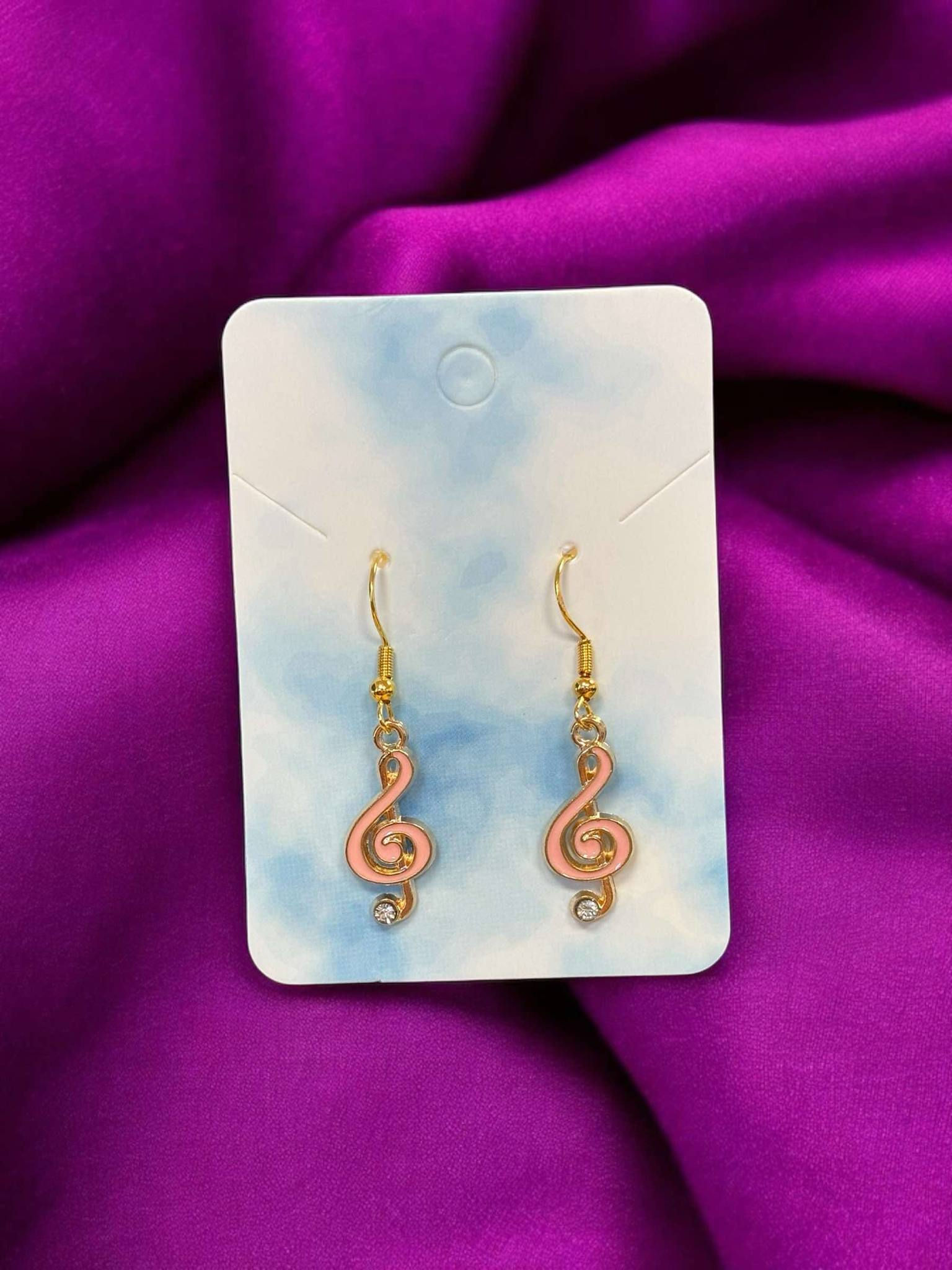Pink Music Note - Dangle/Drop Earrings