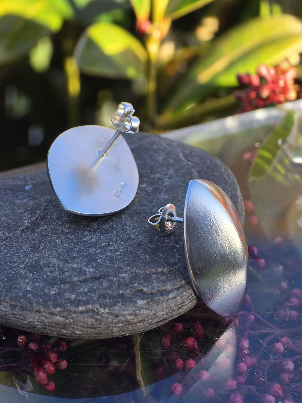 Thumbnail: Sterling Silver Shield Stud Earrings