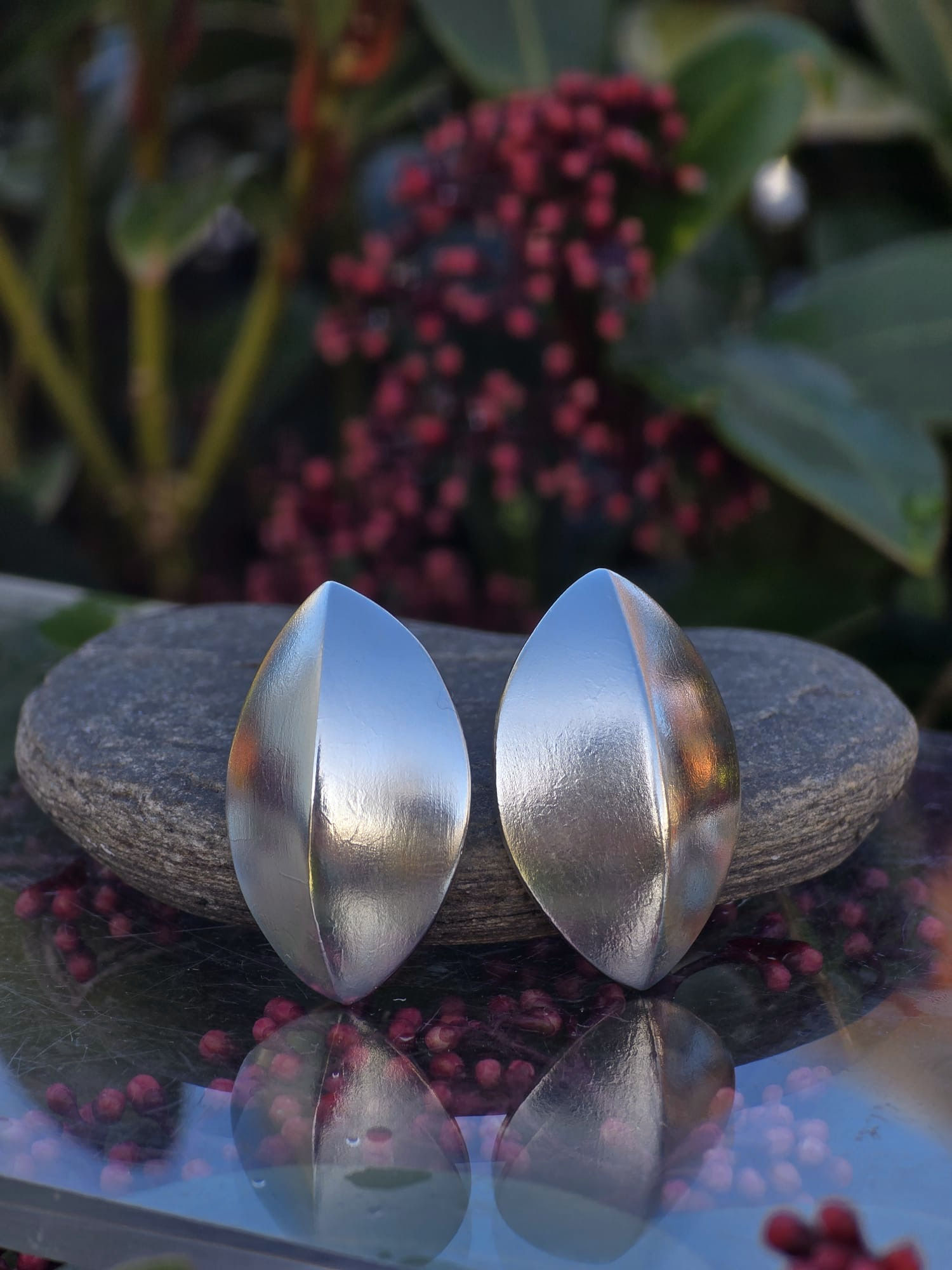 Sterling Silver Shield Stud Earrings