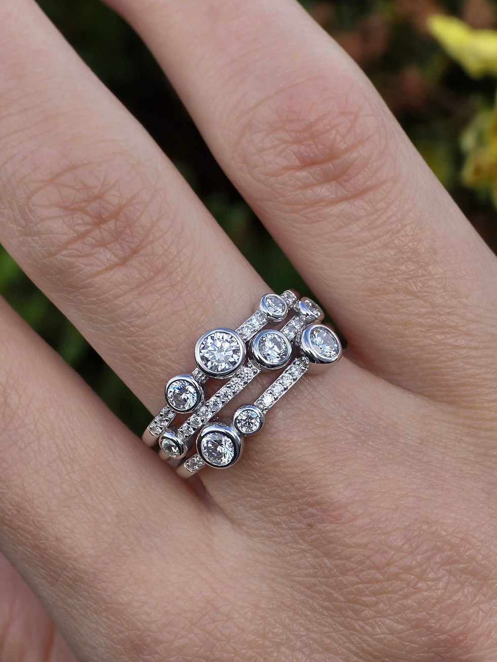 Thumbnail: Sterling Silver Baroque Bezel Ring