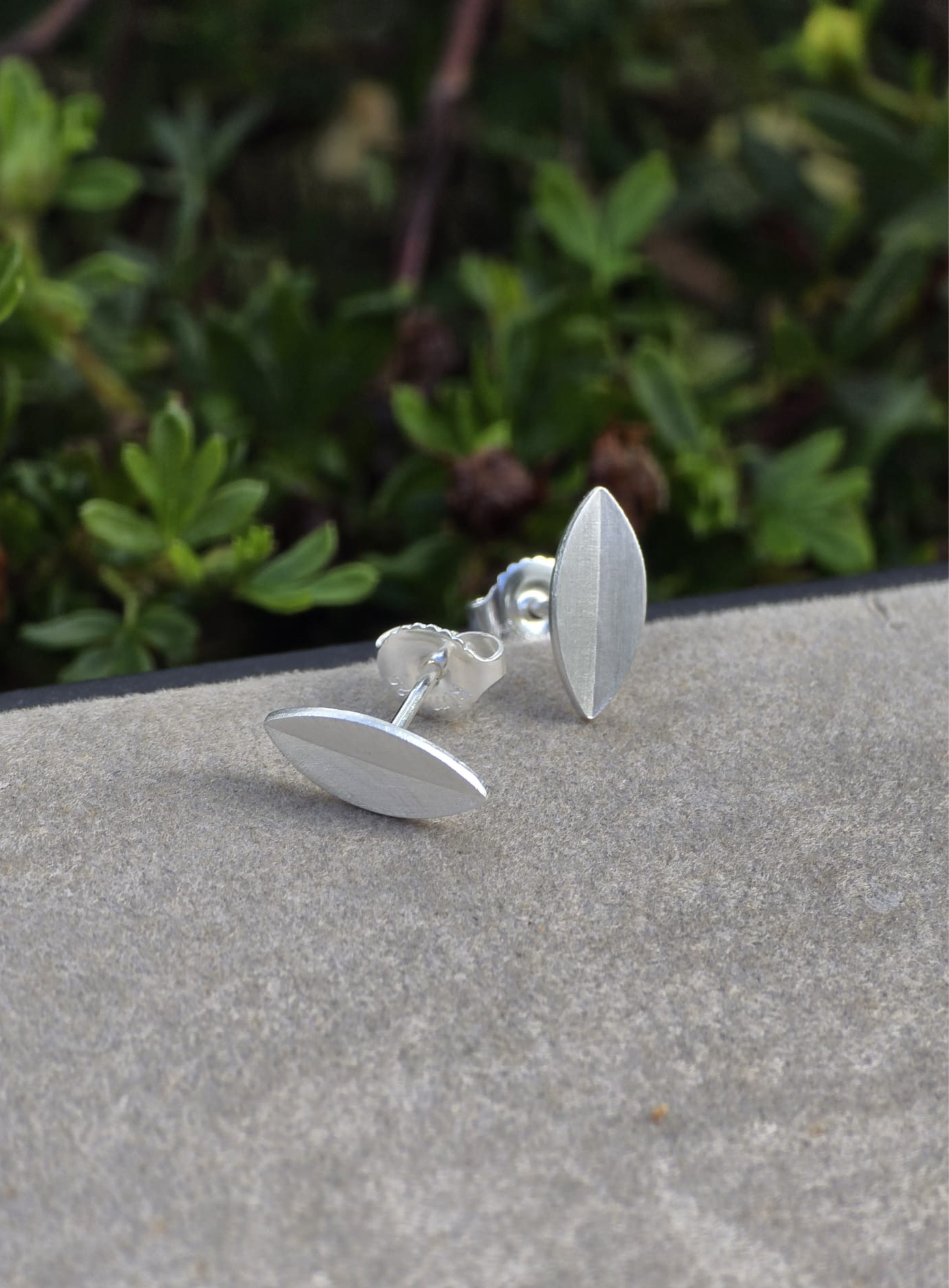 Sterling Silver Sepal Stud Earrings