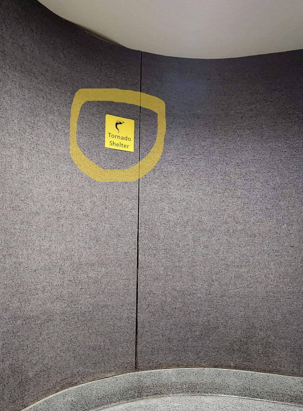 The tornado shelter in Denver's airport - the women's bathroom