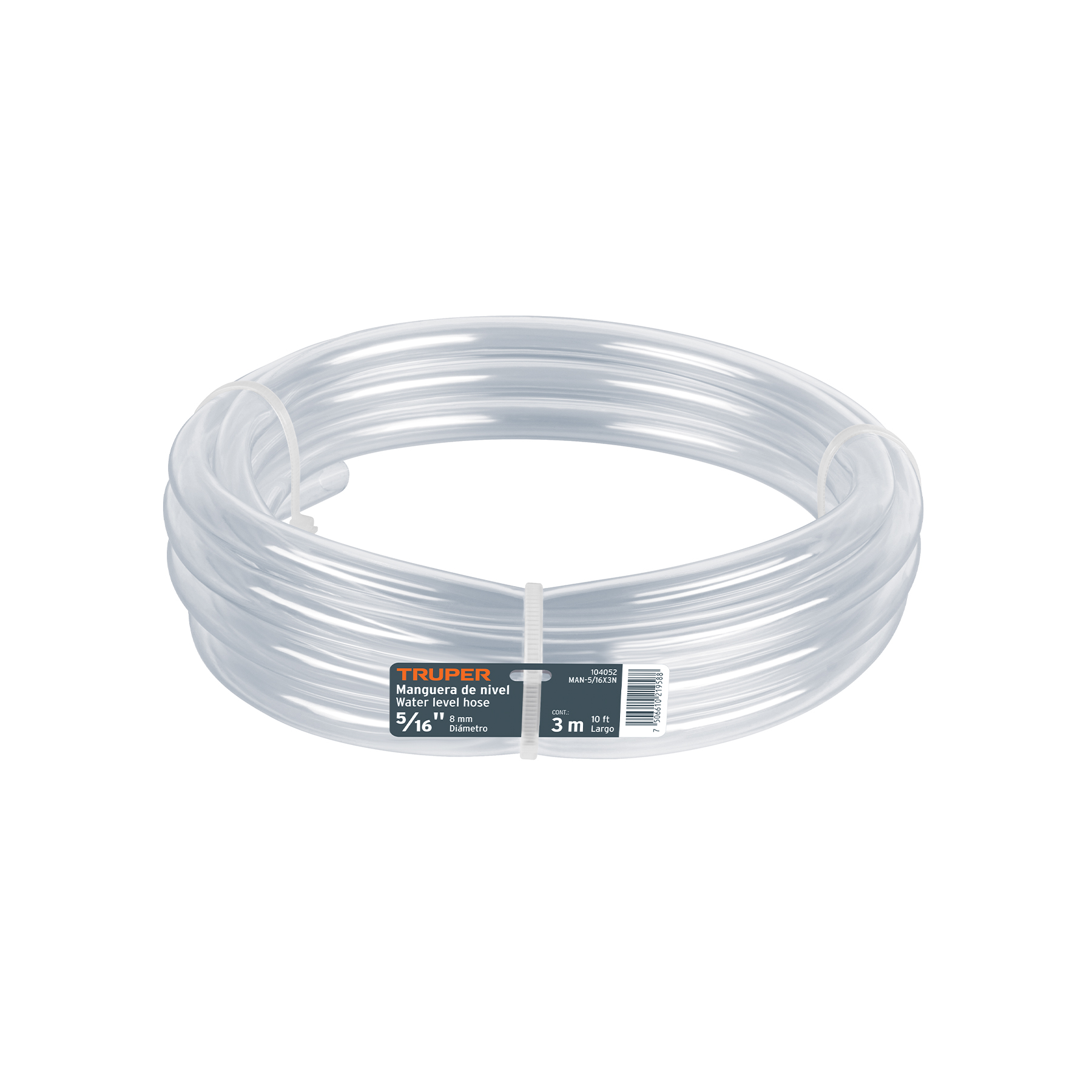 Manguera de Nivel, 5/16", rollo de 3m, TRUPER MAN-5/16X3N