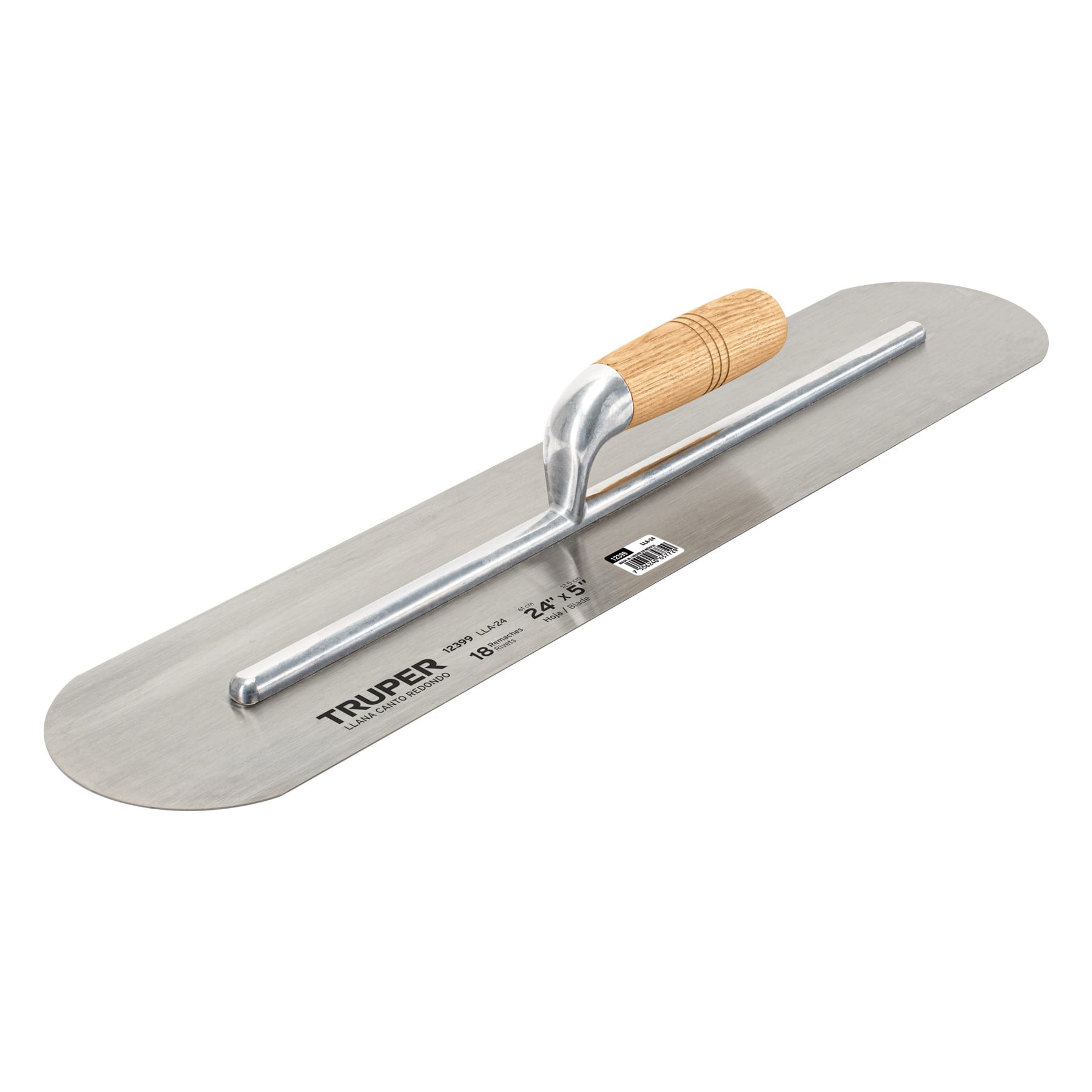 Llana canto redondo 24" x 5" con mango de madera, TRUPER LLA-24