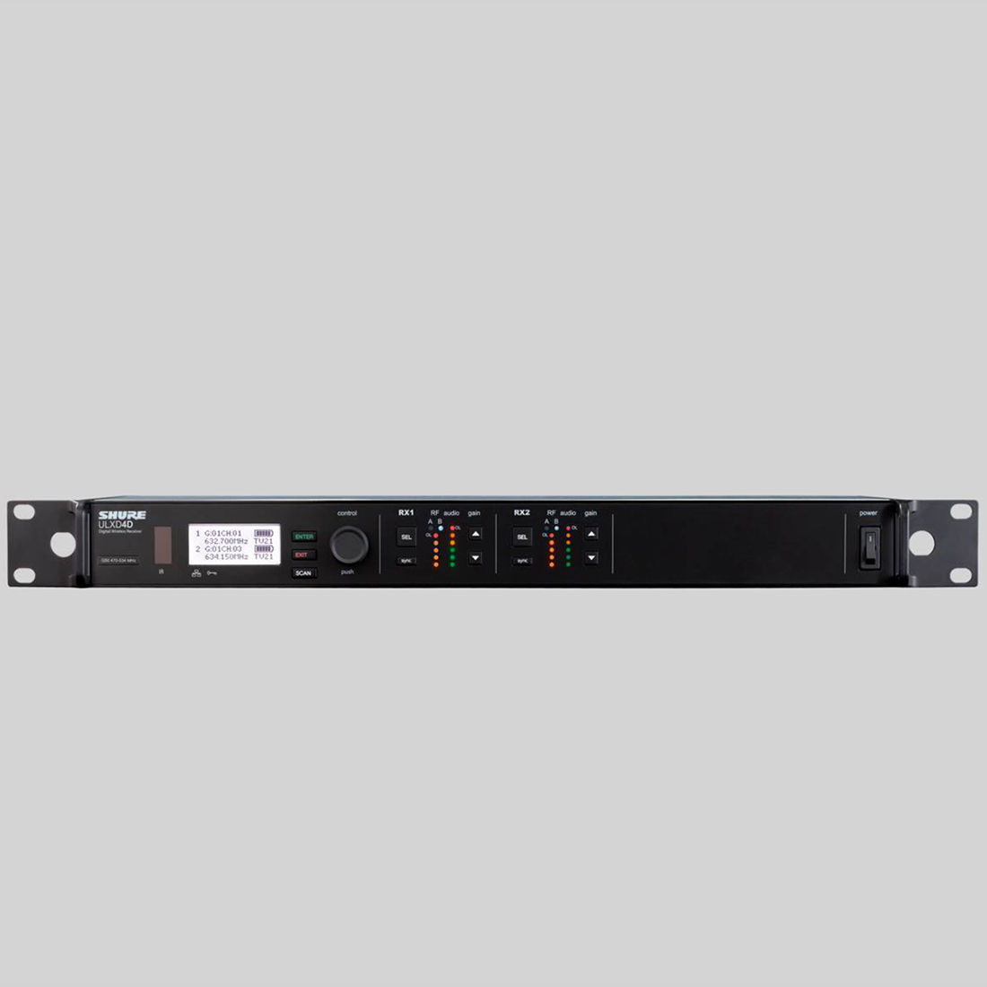 Shure ULXD4D Dual Digital Wireless Receiver with internal power supply