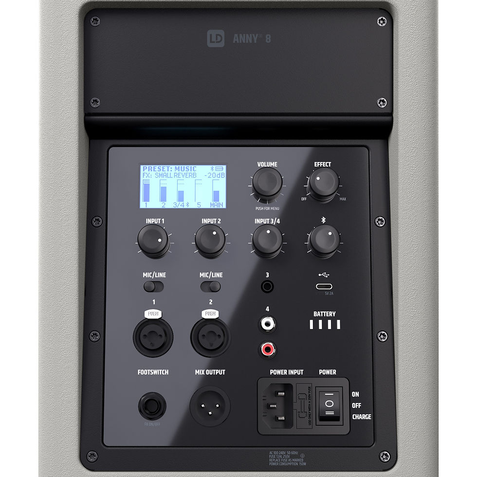 Thumbnail: LD Systems ANNY 8 G - Portable batt-powered BT PA loudspeaker w/ mixer, Grey