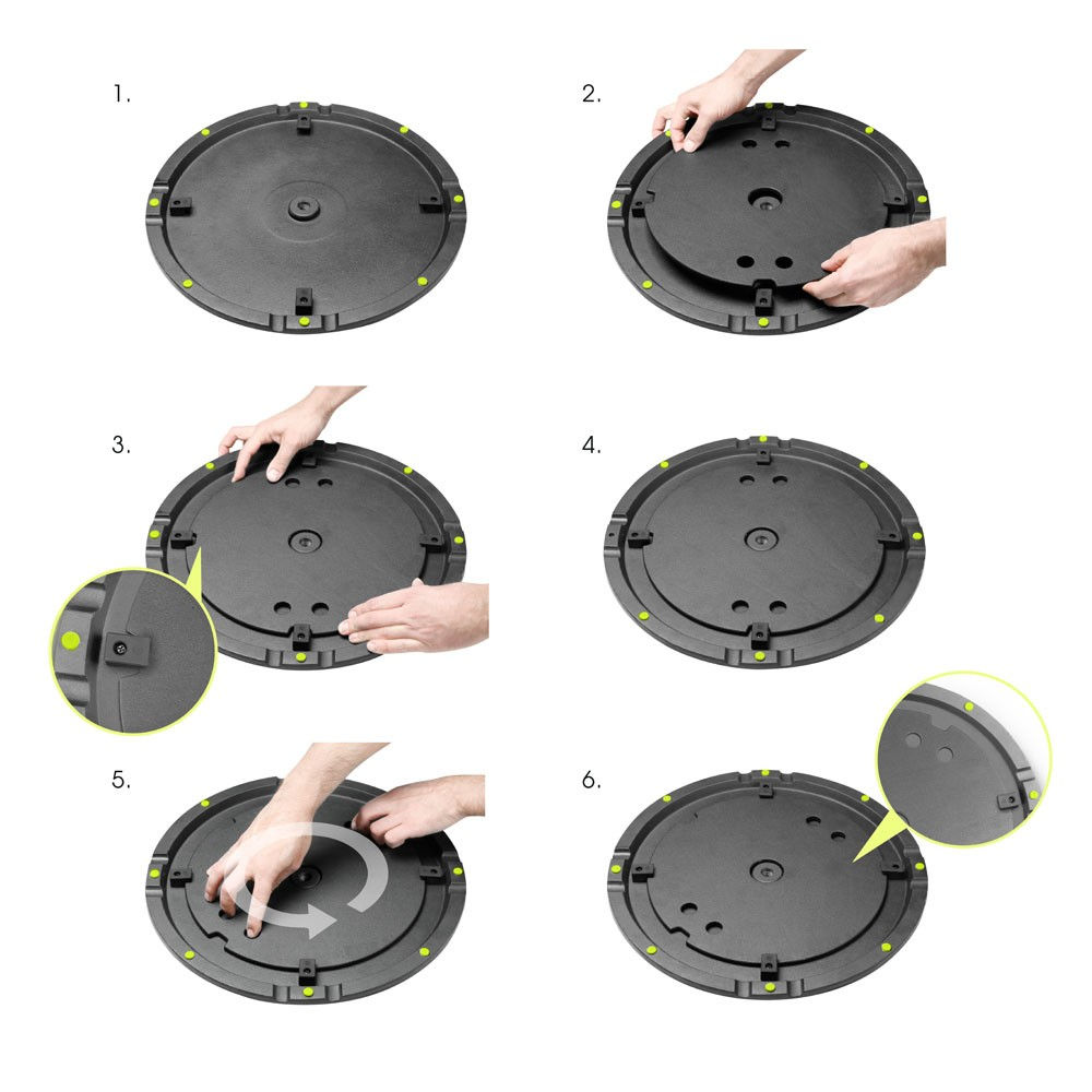 GRAVITY Round Cast Iron Base and Weight Plate Set for M20 Poles