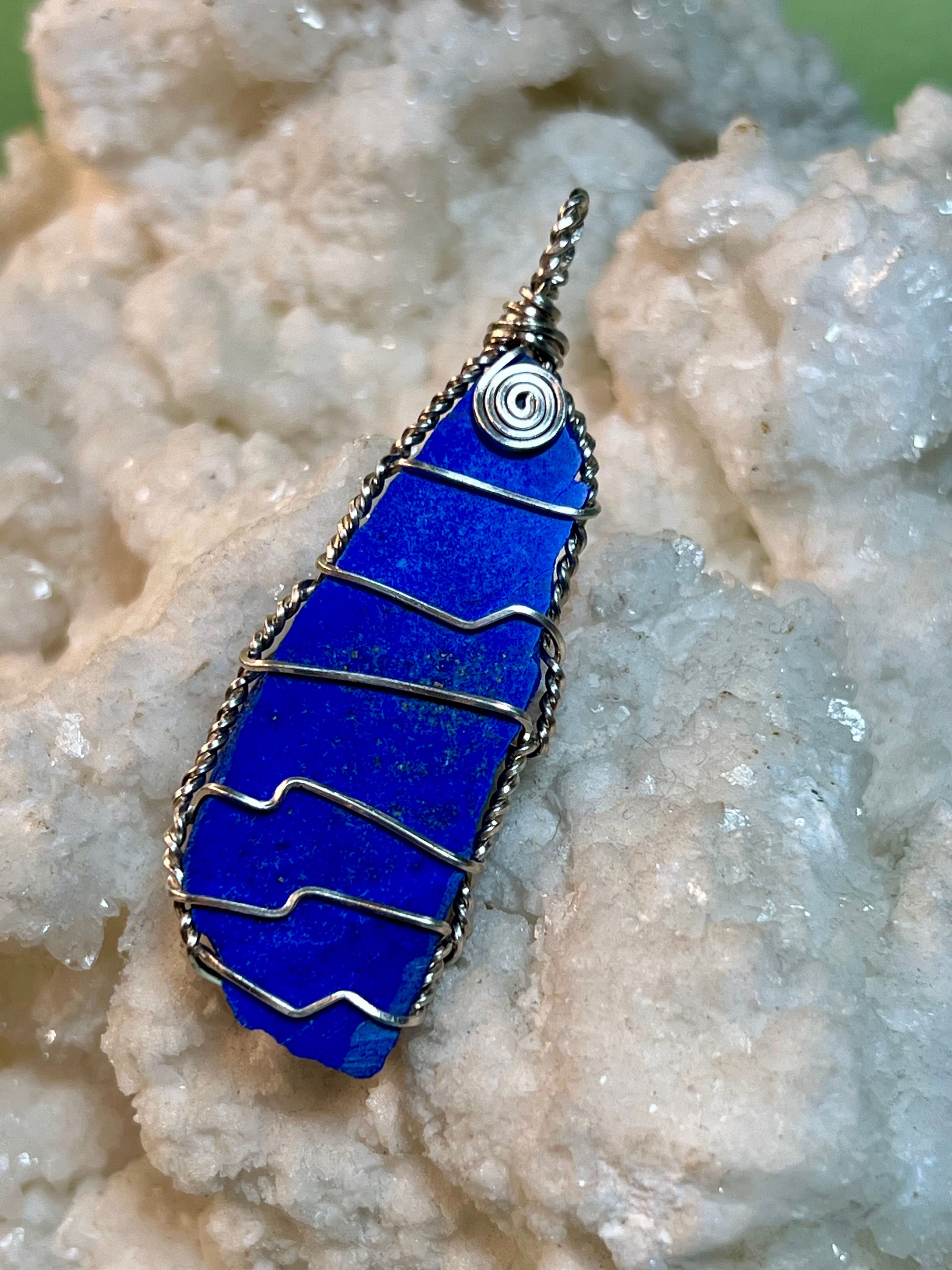 Lapis Lazuli- Wire Wrapped Pendant