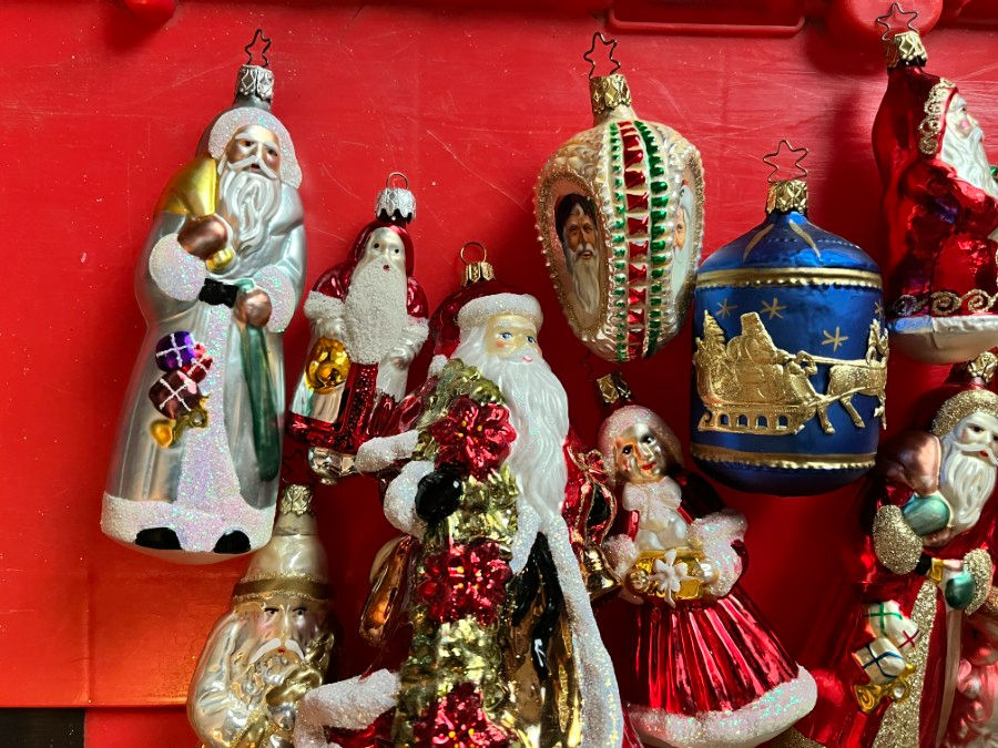Thumbnail: Lot of 20 Blown Glass Santa Ornaments