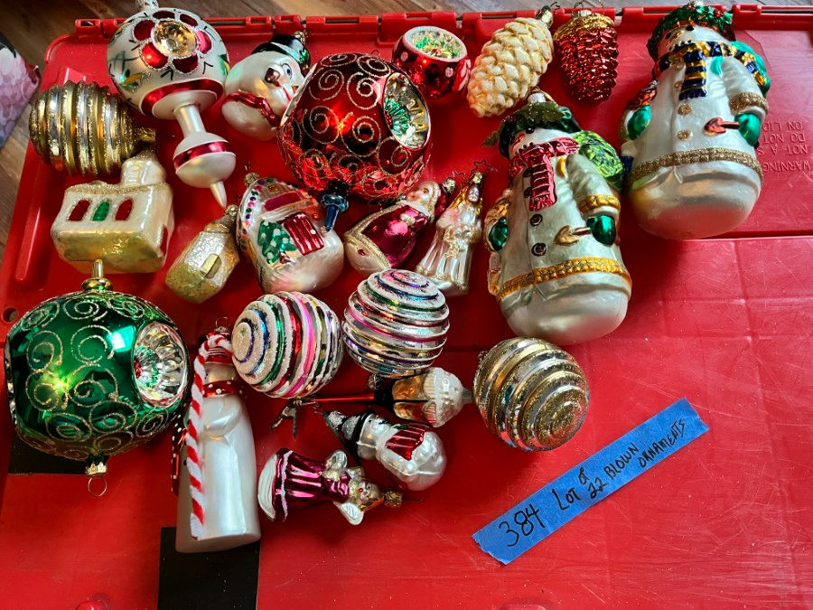 Thumbnail: Lot of 22 Blown Glass Ornaments