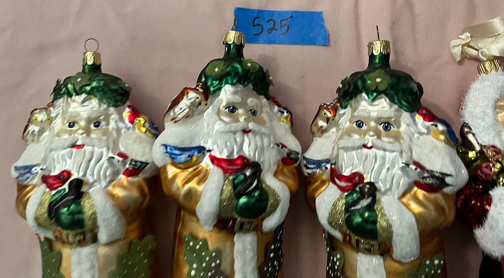 Thumbnail: Lot of 4 Blown Glass Santa Ornaments