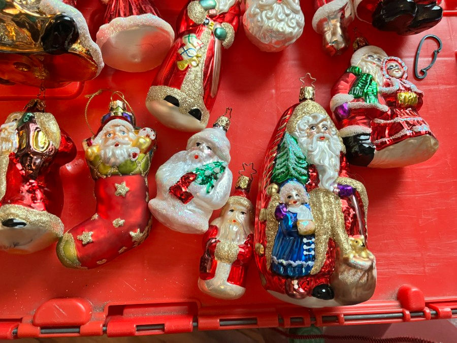 Thumbnail: Lot of 20 Blown Glass Santa Ornaments
