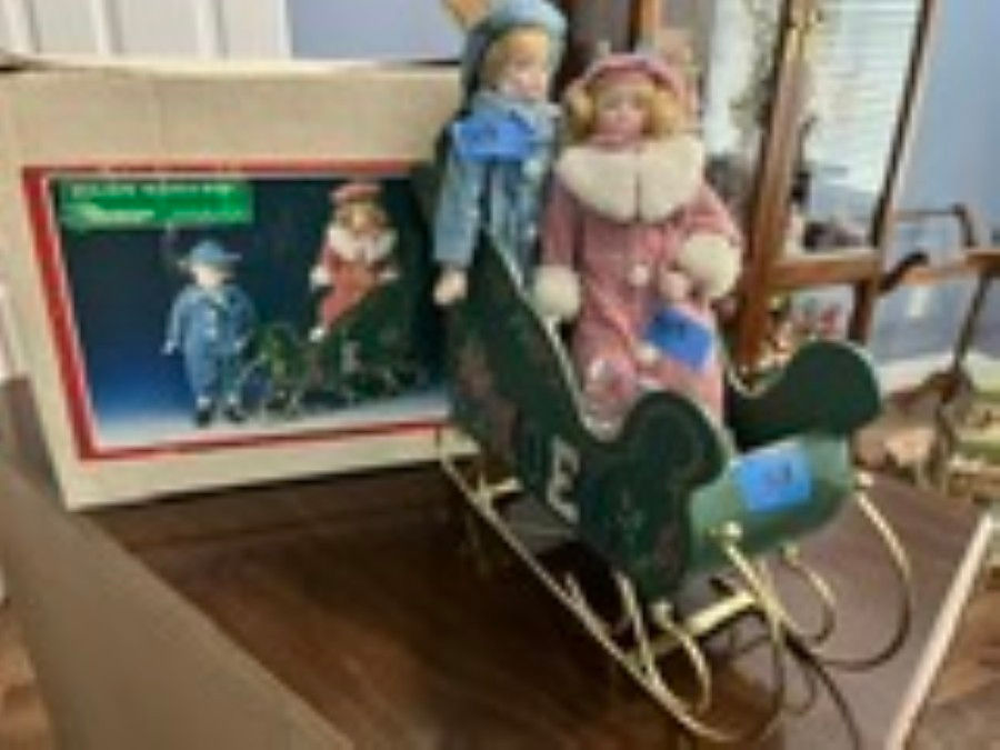 Thumbnail: Victorian    Boy & Girl in Sleigh w/Packages