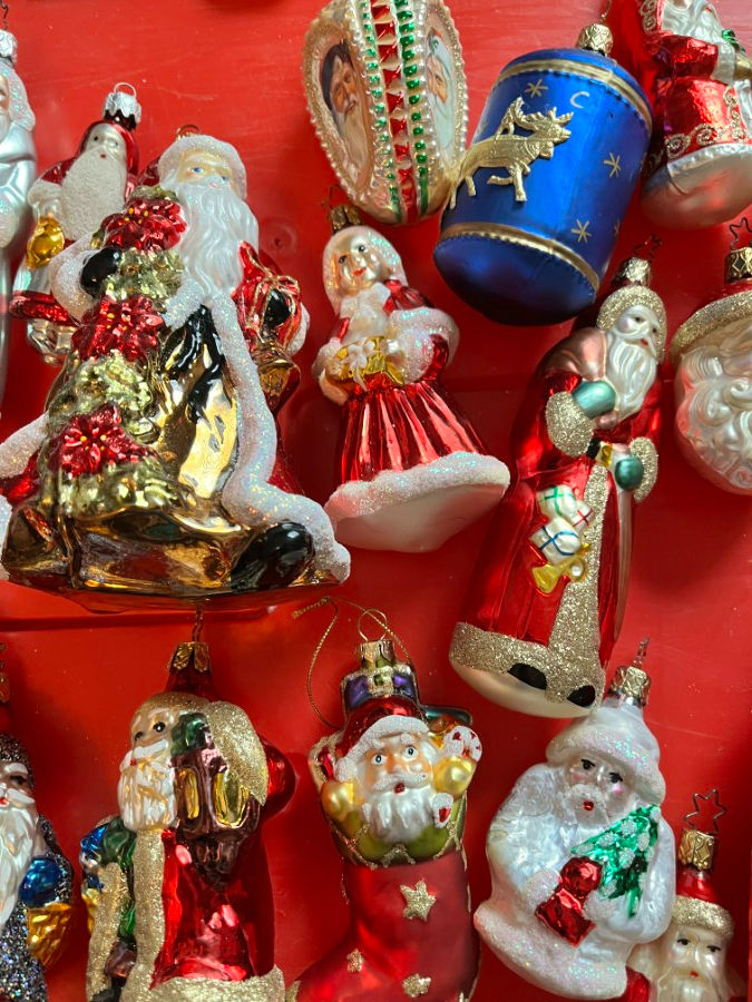 Thumbnail: Lot of 20 Blown Glass Santa Ornaments
