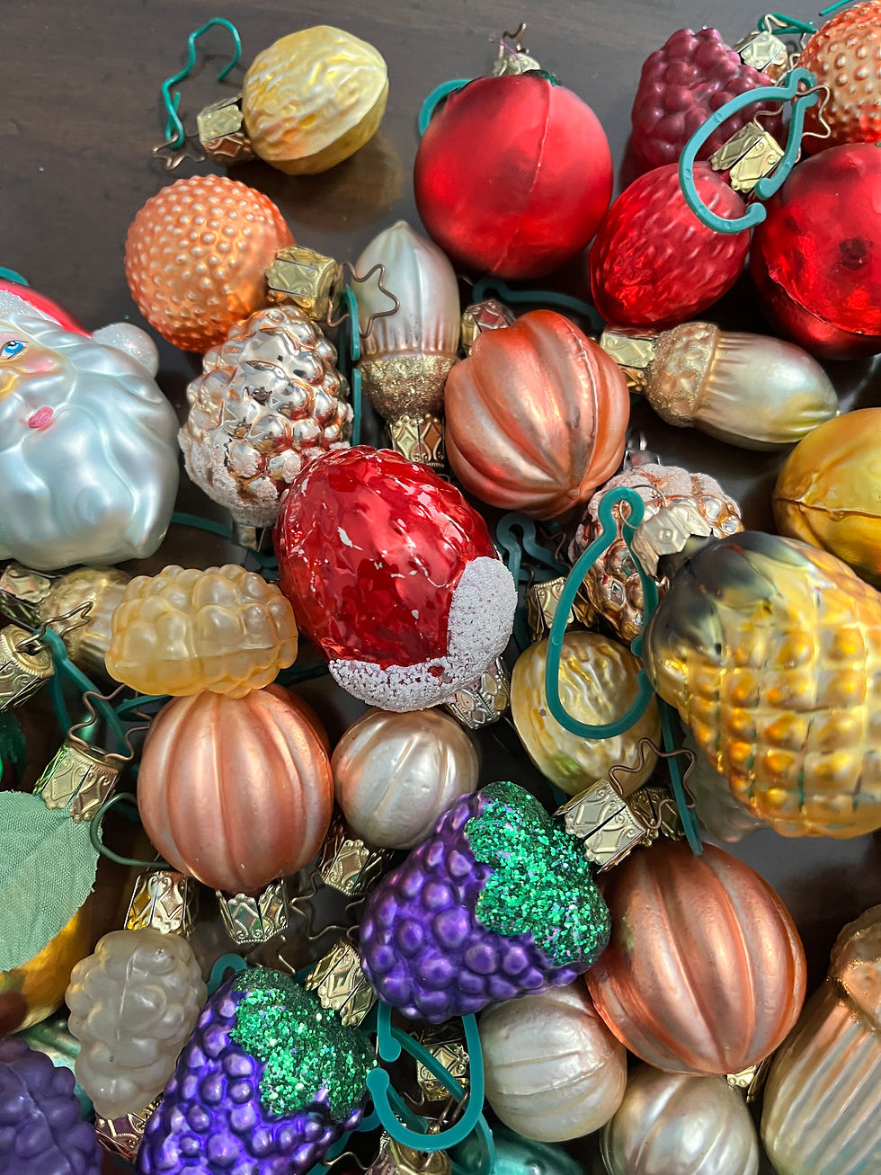 Thumbnail: Box of 57 Blown Glass Ornaments
