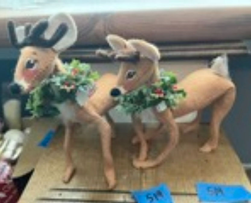 Thumbnail: Pair of Annalee Reindeer w/Holly
