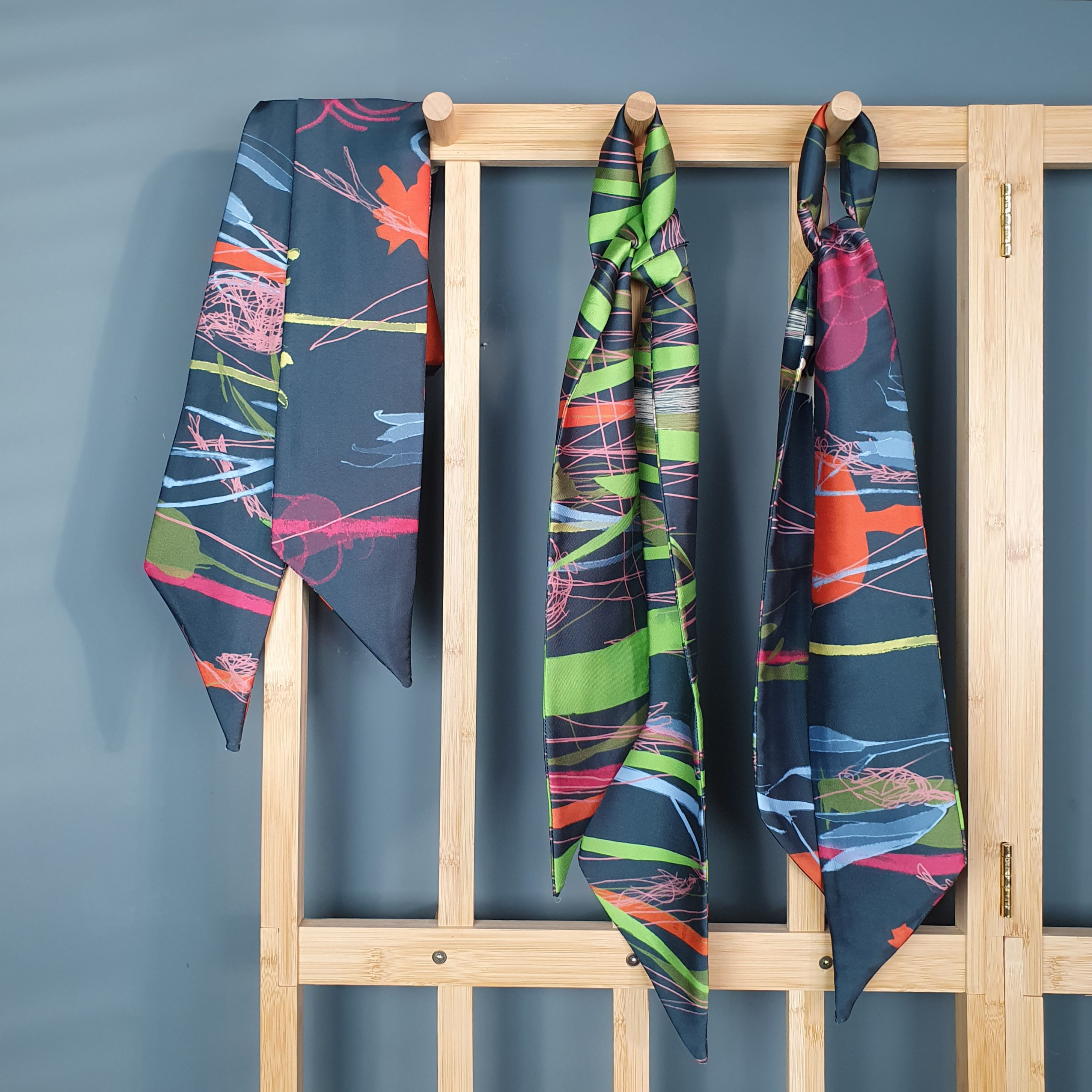 seed head abstract print long skinny scarf