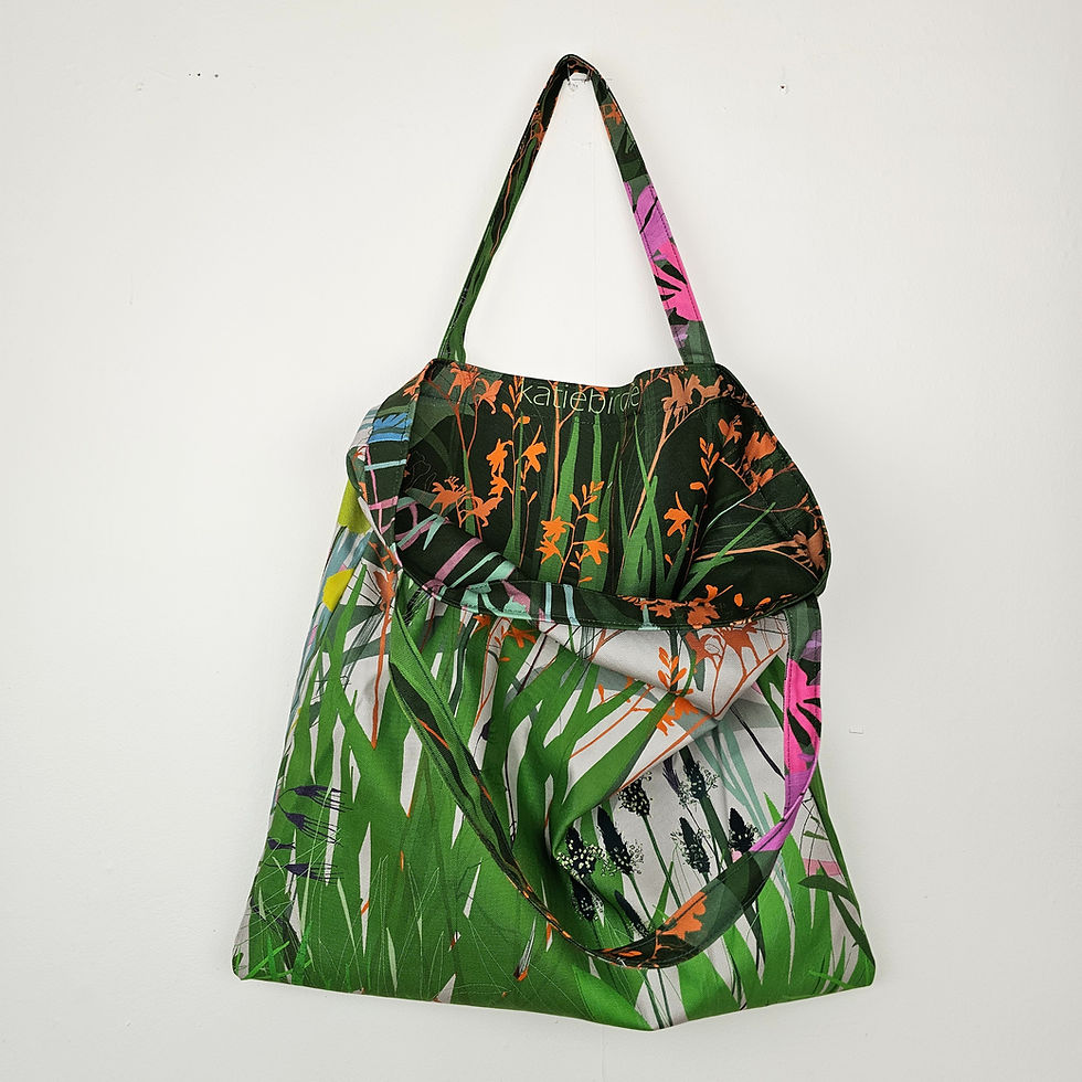 Thumbnail: GIANT summer garden print reversible tote bag