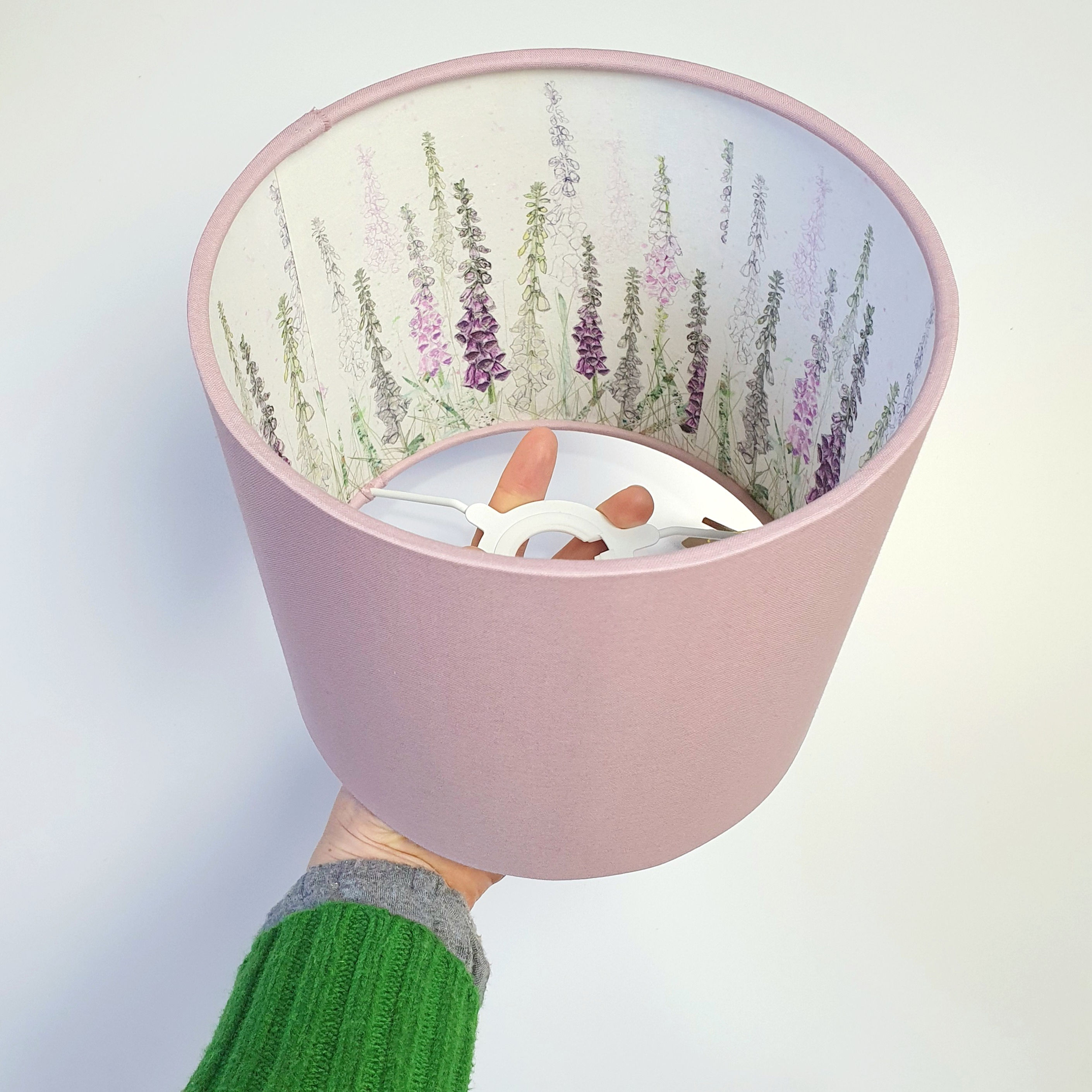 dusky pink + foxglove pattern lampshade