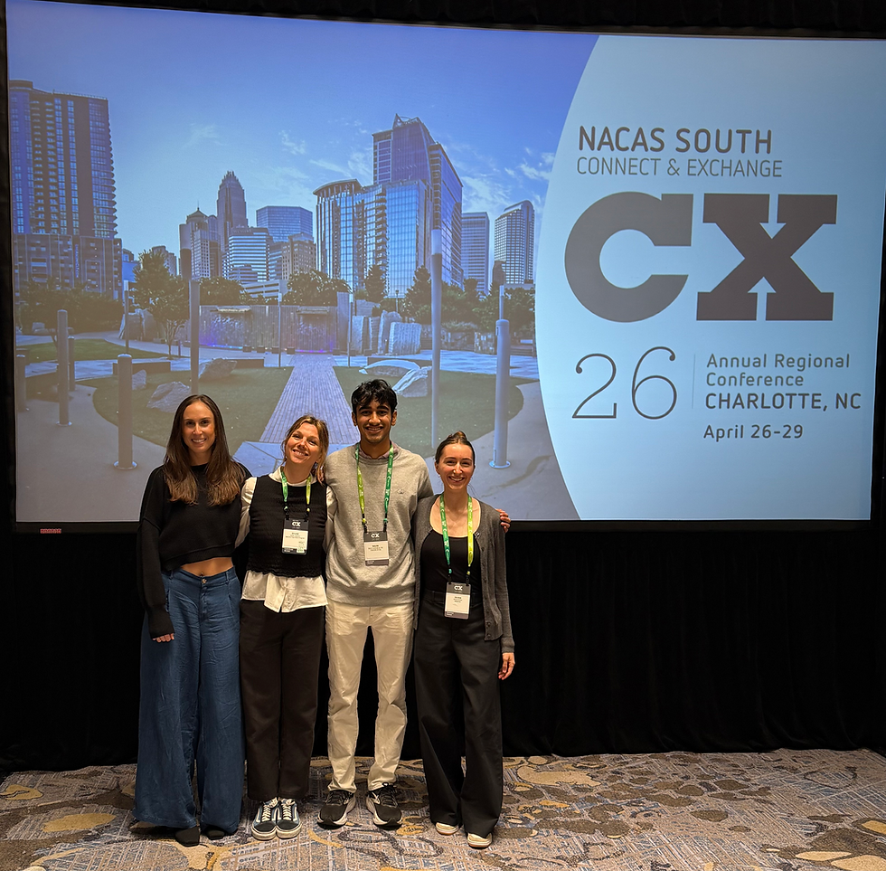 Group of people standing in front of the NACAS South presentation slide banner.