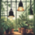 lamps in a greenhouse but make it look unhealthy and unnatural.jpg