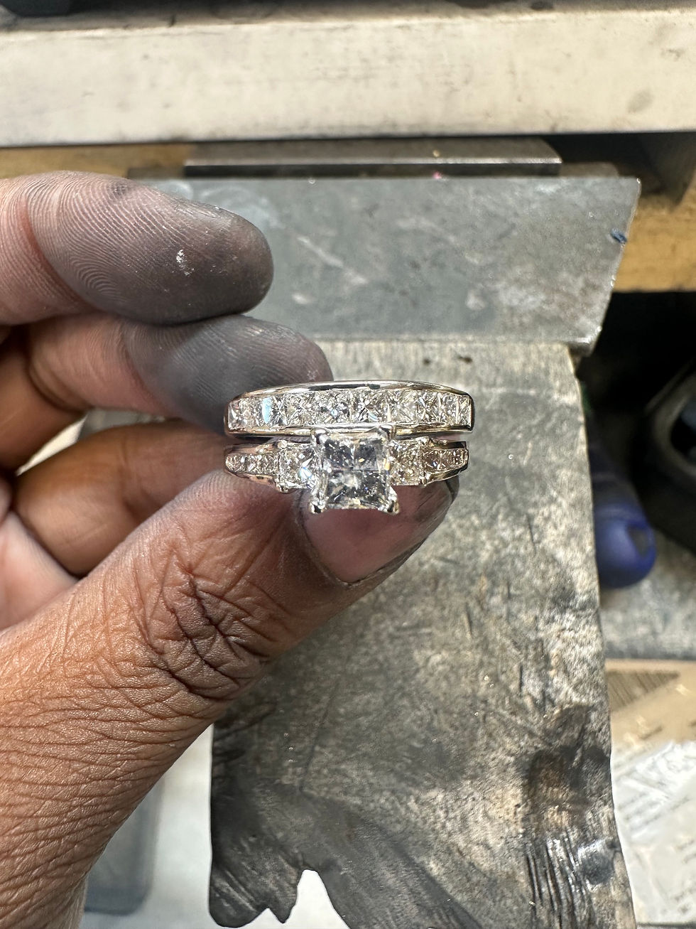 Princess Engagement Ring and Band