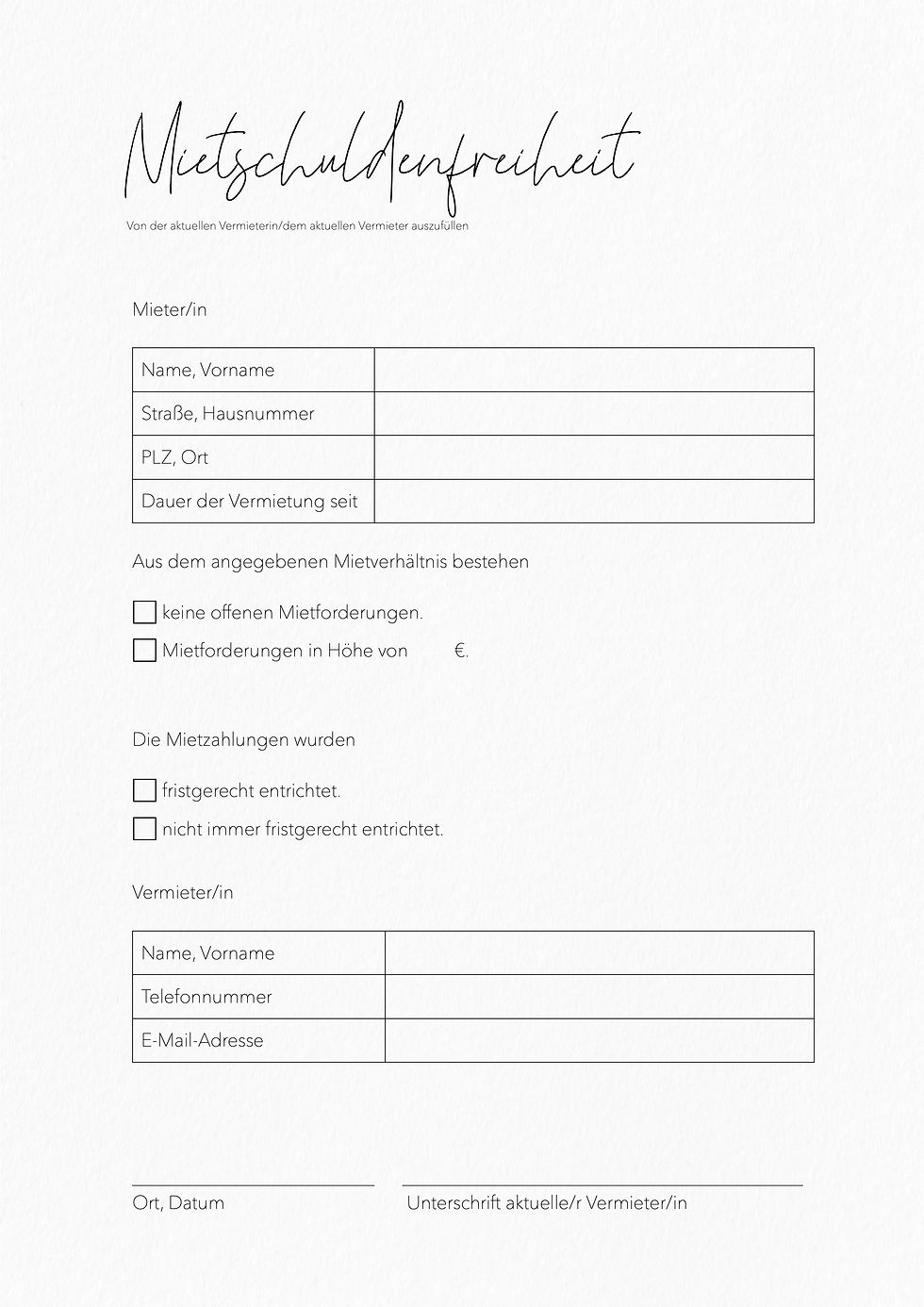 Miniaturbild: Wohnungsbewerbung in Aquarellpapier-Optik für Singles, Paare und Familien.