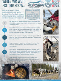 An impromptu tour I created a head of business development an operations in autumn 2022 when dealing with no snow; and the accompanying flyer and advertisement i made.