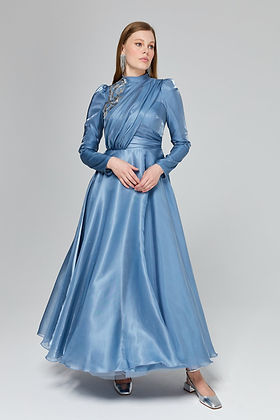 Stone Detailed Evening Dress