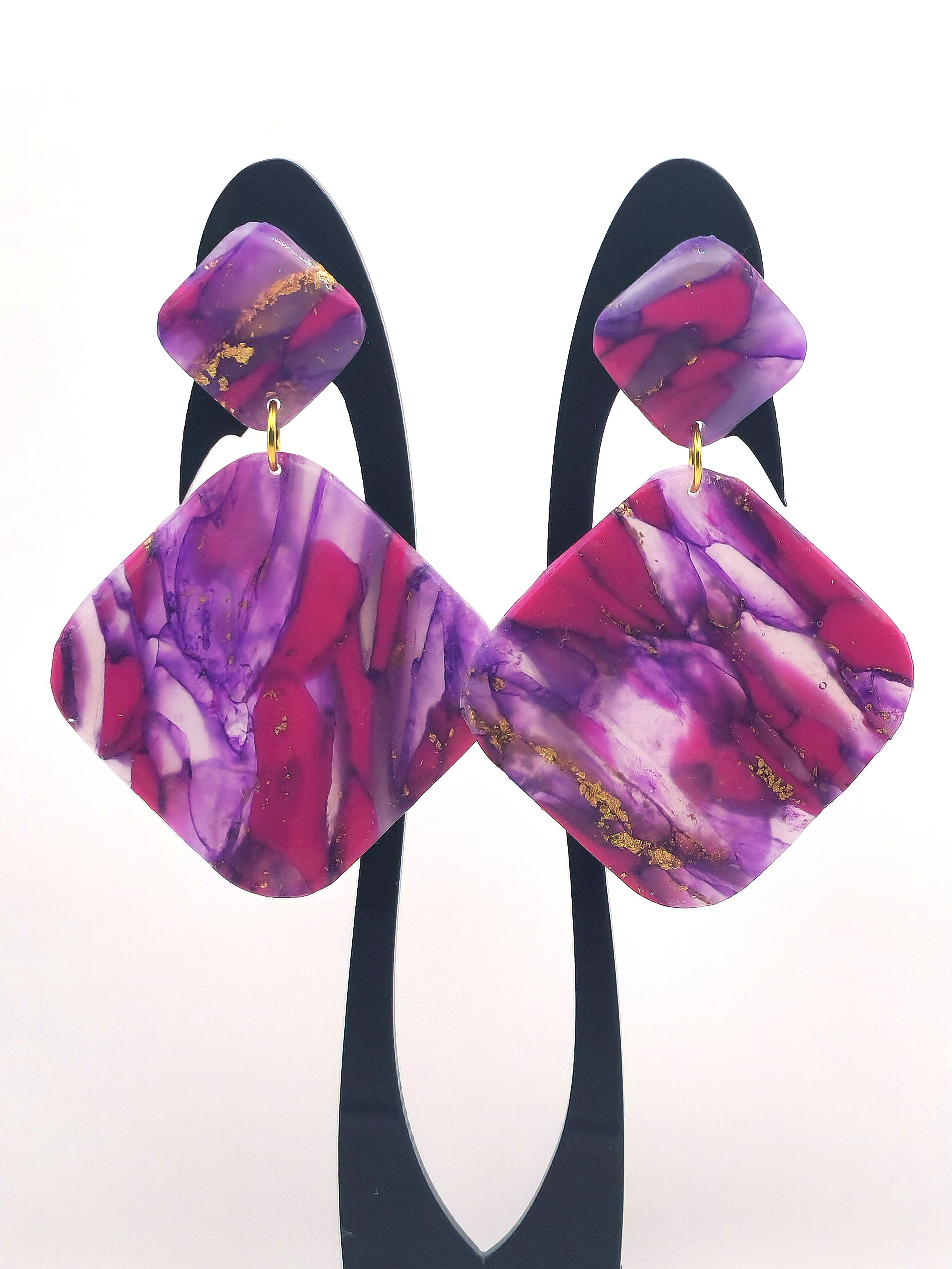 Purple Swirl Abstract Earrings