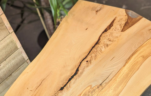 Beech coffee tables with clear resin