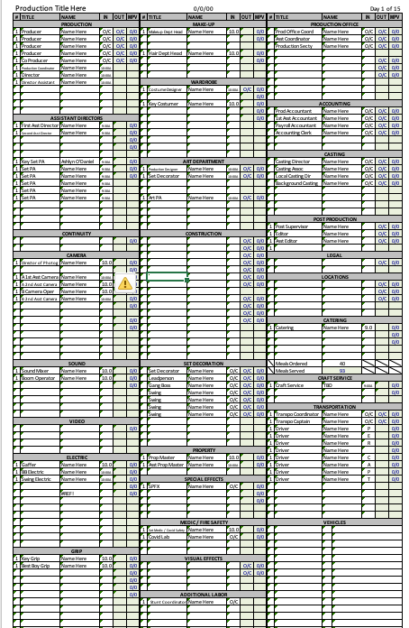 Thumbnail: Professional Call Sheet & Production Report Template