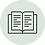 Line icon of an open book inside a light green circle.