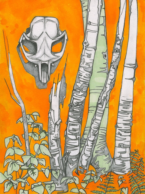 Study: White Birch & Prairie Dog Skull