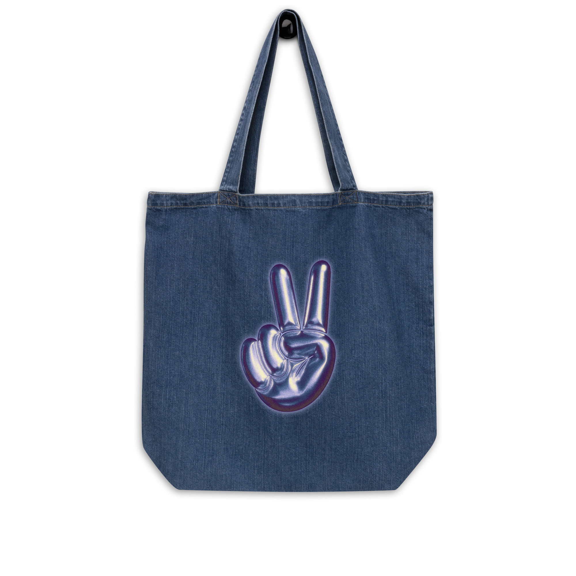3D Peace Organic denim tote bag