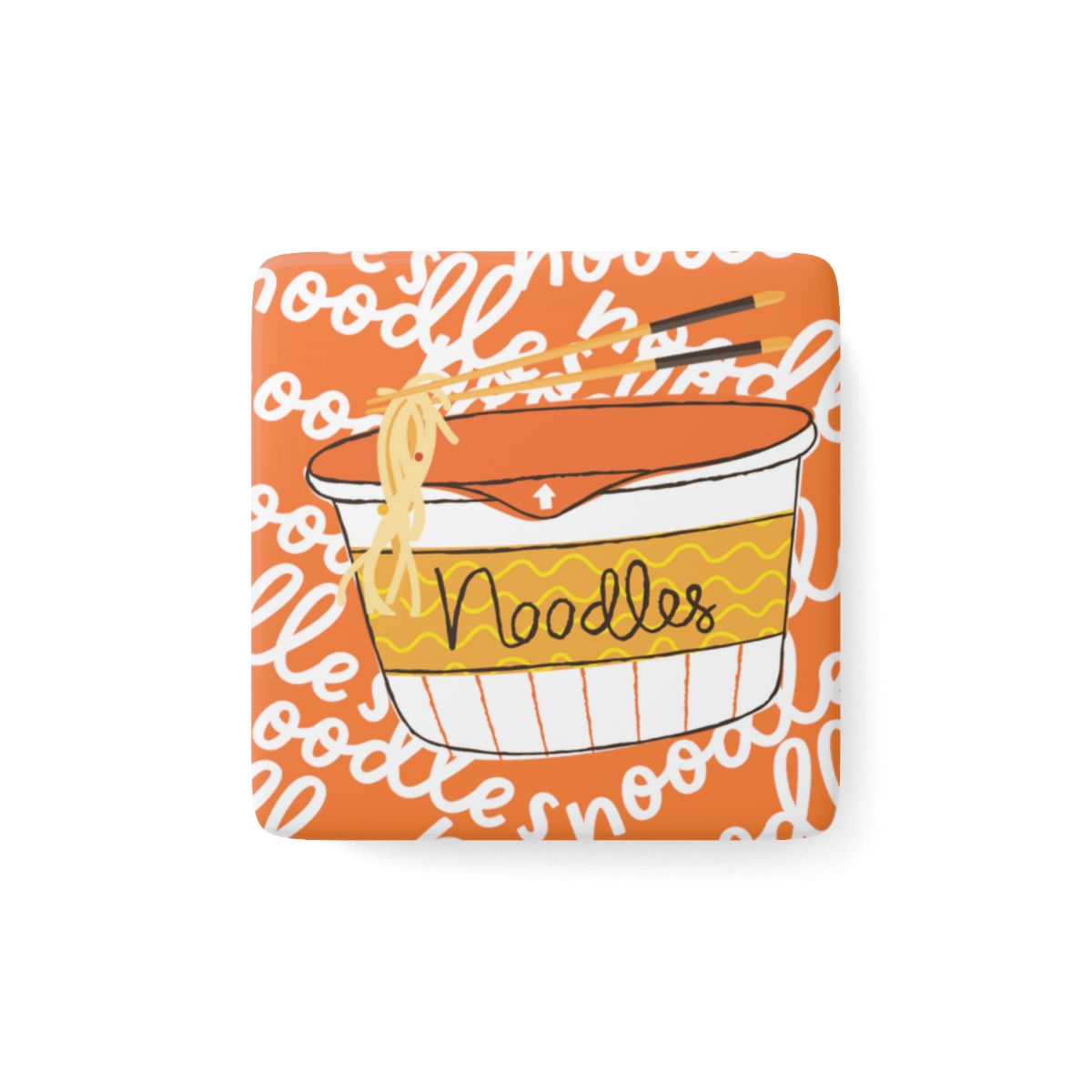 Cup with Noodles Porcelain Magnet, Square