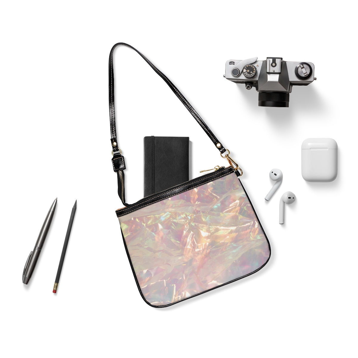 Color Crinkle Small Shoulder Bag