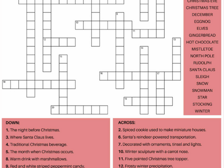 Christmas themed crossword puzzle