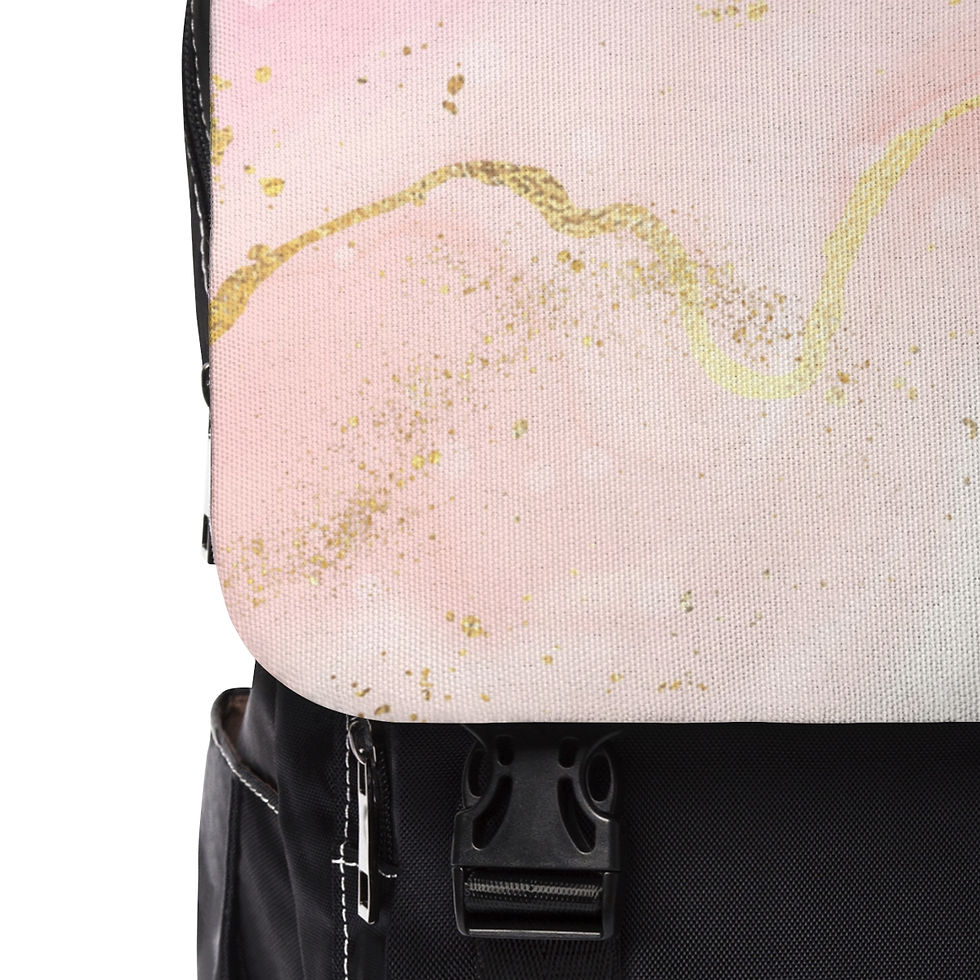 Thumbnail: Casual Unisex Pink & Gold Marble Backpack