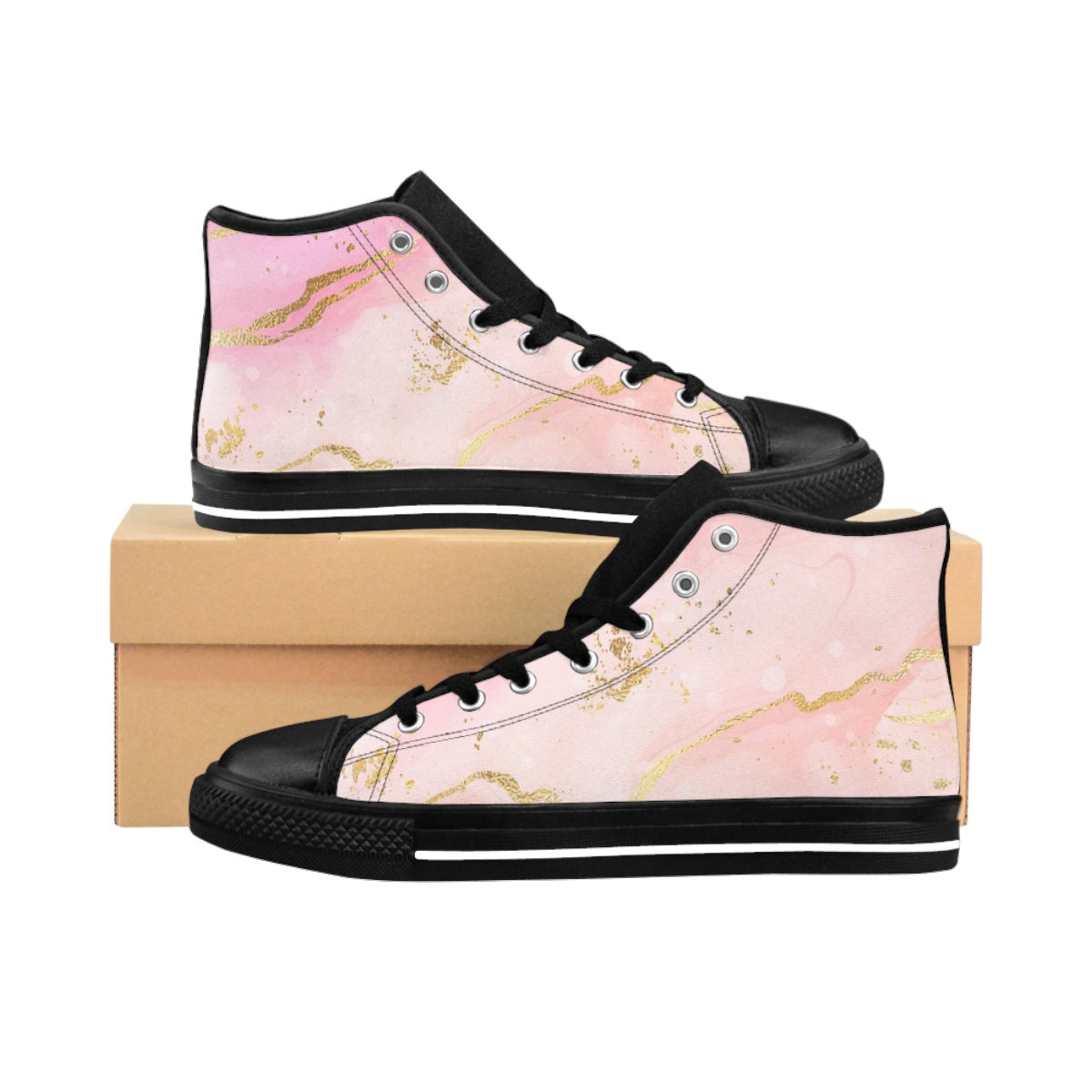 Pink & Gold Marbled Women High Tops