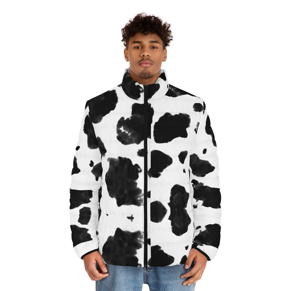 Cow Licked Men's Puffer Jacket (AOP)